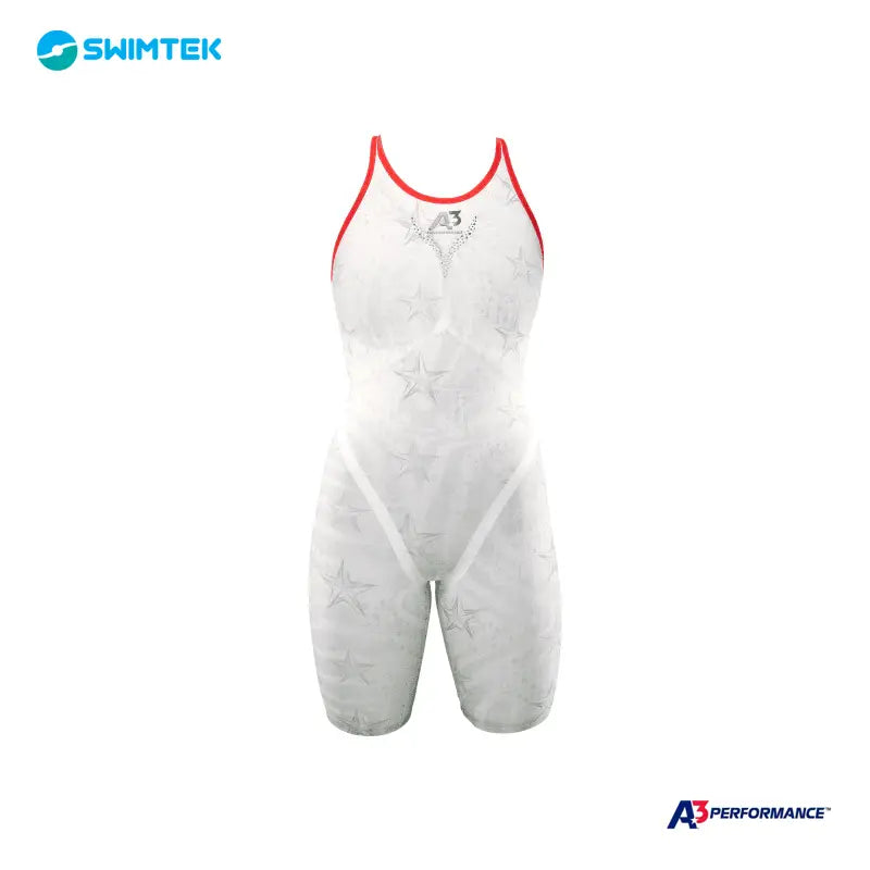 Swimtek A3 Performance Phenom Female Closed Back Technical Racing White Swimsuit f