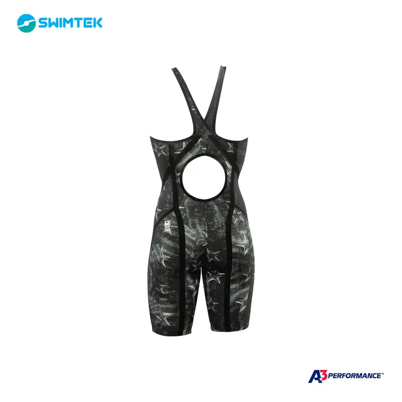 Swimtek A3 Performance Phenom Female Open Back Technical Racing Black Swimsuit b