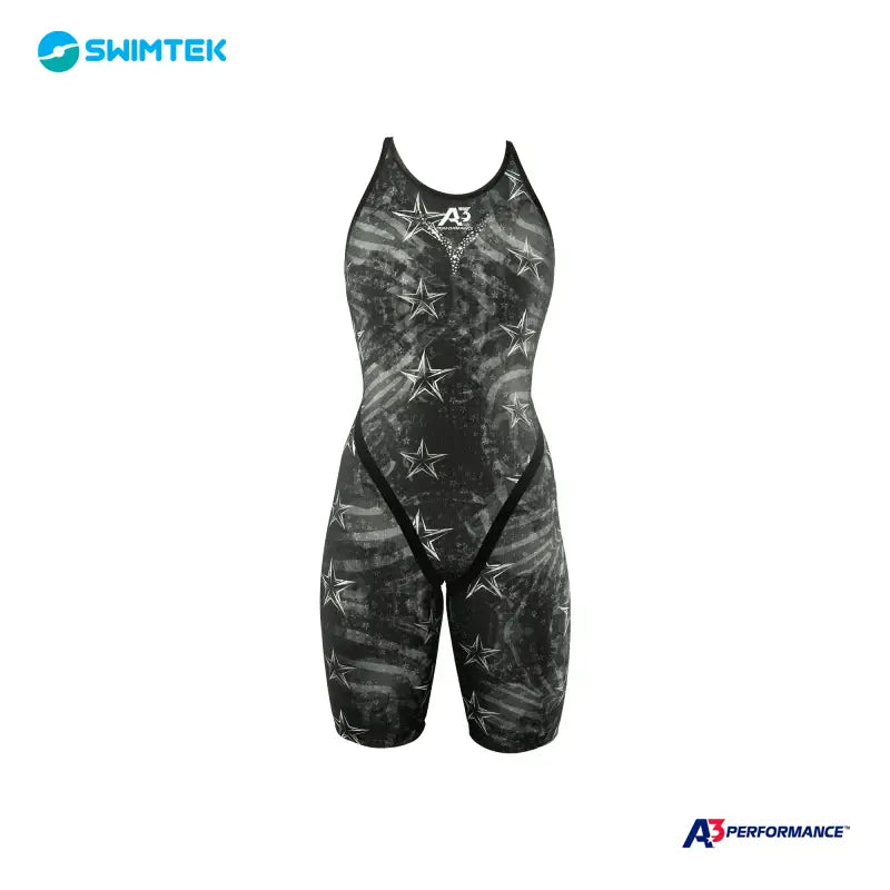 Swimtek A3 Performance Phenom Female Open Back Technical Racing Black Swimsuit f