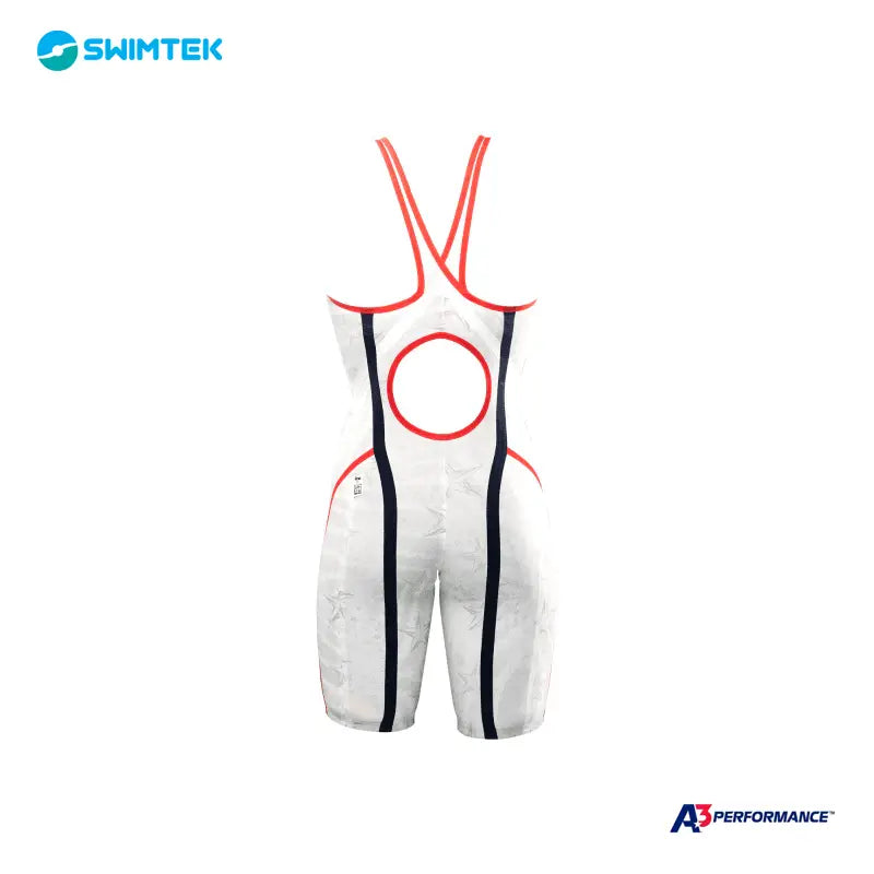 Swimtek A3 Performance Phenom Female Open Back Technical Racing White Swimsuit b