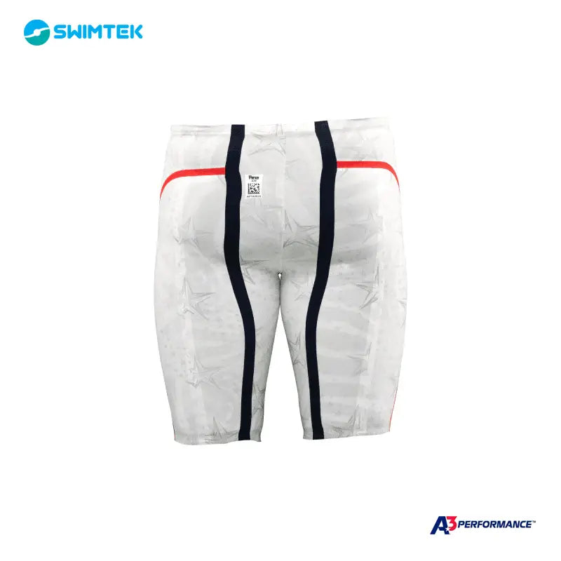 Swimtek A3 Performance Phenom Male Jammer Technical Racing White Swimsuit b