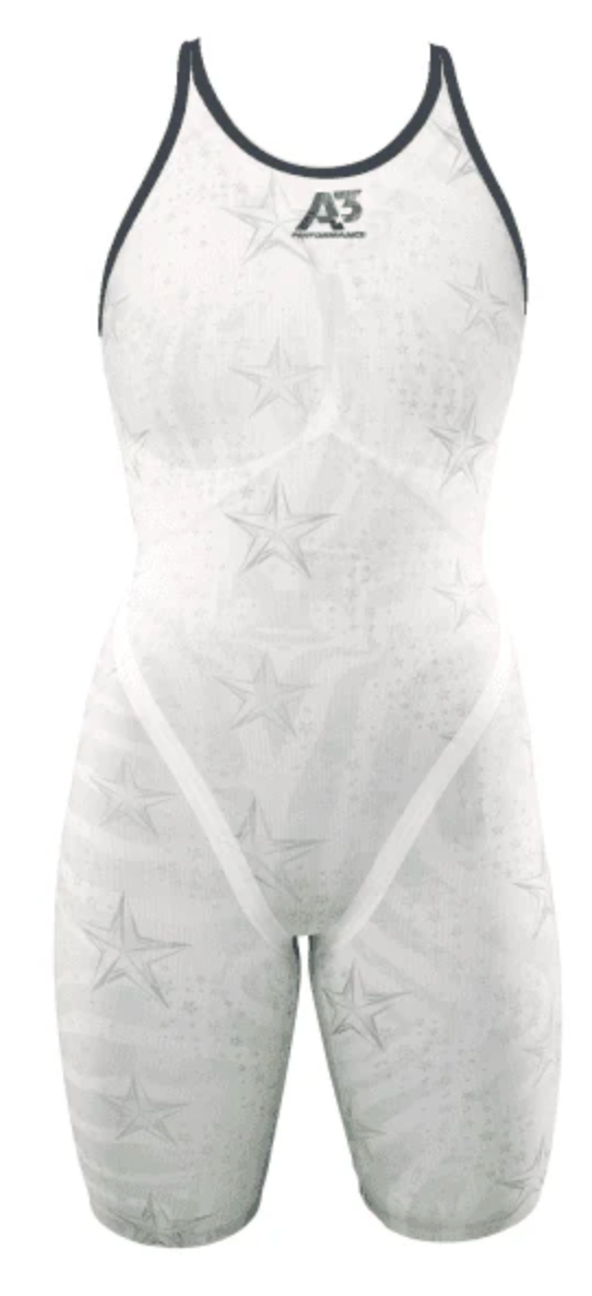 A3 Performance Phenom Female Closed Back Technical Racing White Swimsuit