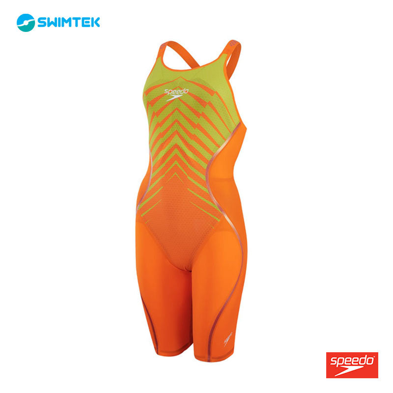 Swimtek Female Swimwear Fastskin LZR Pure Intent Openback Kneeskin Orange Green f
